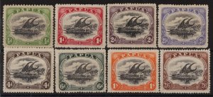 PAPUA 1910 Lakatoi Large Papua basic set ½d-2/6 type B.