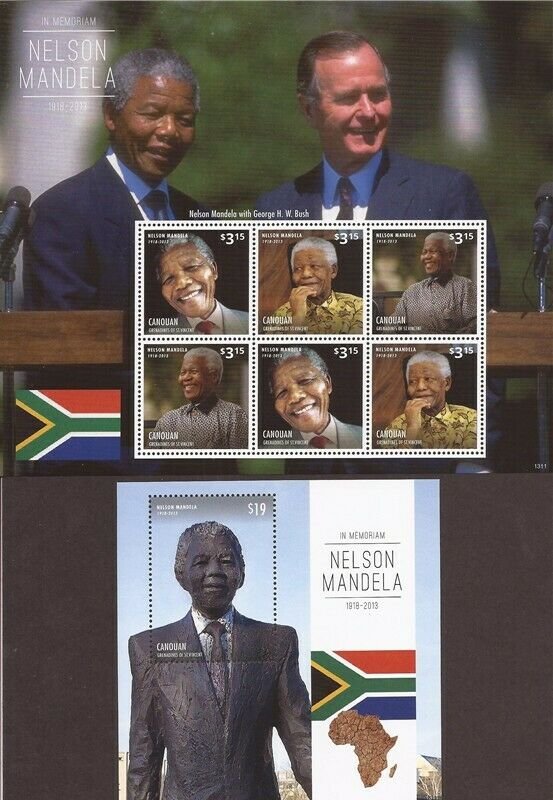 St Vincent - Canouan - 2013 Nelson Mandela - 6 Stamp + S/S - SGC1311SHS