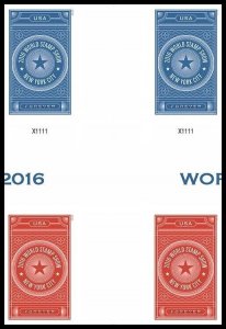 US 5010b-5011b Philatelic Show NY 2016 imperf NDC cross gutter block MNH 2015