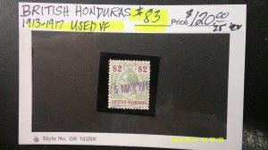 British Honduras 1913-1917 Scott# 83 Used VF-XF (C)