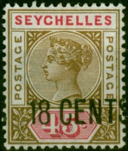 Seychelles 1896 18c on 45c Brown & Carmine SG26 Fine MM