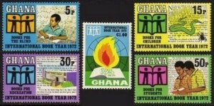 Ghana 445-449,449a sheet,MNH.Michel 458-462,Bl.45. Book Year IBY-1972,Snake.