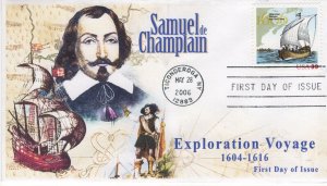 AO-4073-3, 2006, Samual de Champlain, FDC, Add-on Cachet. Standard Cancel, 1606