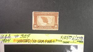 USA 1904 Scott# 327 Unused/No Gum Fine+ (C)