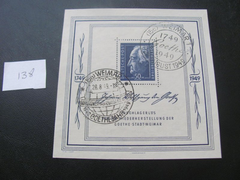 GERMANY SBZ  1949 USED  MI. 6 BLOCK DOUBLE CANCEL 300 EUROS (138)