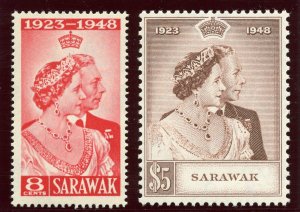 Sarawak 1948 KGVI Silver Wedding set complete superb MNH. SG 165-166. Sc 174-175