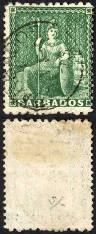 Barbados SG56 (1/2d) Green Wmk Small Star Perf 11-13 x 14.5-15.5 Cat 65 pounds