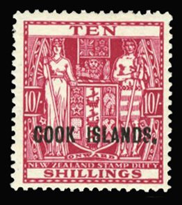 Cook Islands #105 Cat$92.50, 1936 10sh dark carmine, hinged