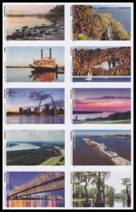 US 5698k Mighty Mississippi imperf NDC block (10 stamps) MNH 2022 