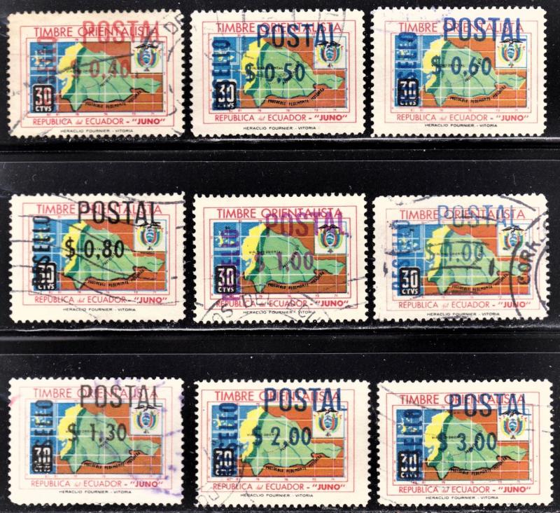 Ecuador Scott 776A-778, 779-781, 783-784  F to VF used.