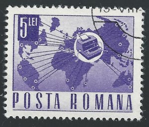 Romania #1988 5L World Map & Teletype - CTO