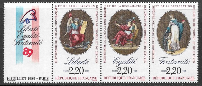 FRANCE 1989 French Revolution Set as Strip Sc 2145a MNH