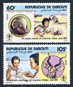 Djibouti 533-534, MNH. Michel 308-309. Scouting Conference 1981. Animals.
