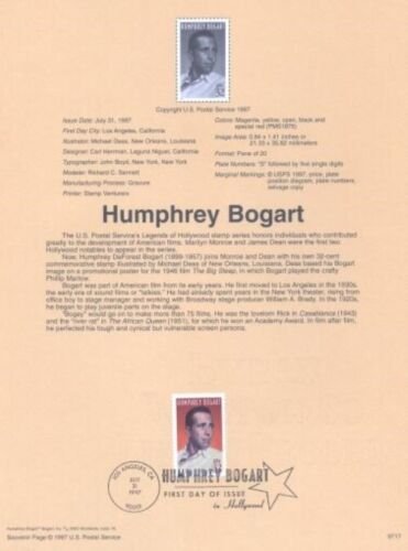 3152 32c HUMPHREY BOGART - Souvenir Page