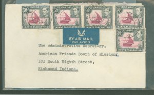 Kenya  1953 airmail cover to US