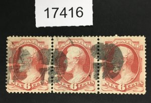 MOMEN: US STAMPS # 148 VF STRIP OF 3 USED $90++ LOT #17416
