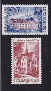 Luxembourg   #639-640  MNH   1980  archives building   Ettelbruck town hall
