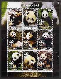 CONGO KINSHASA - 2004 - Pandas - Perf 9v Sheet-MNH-Private Issue