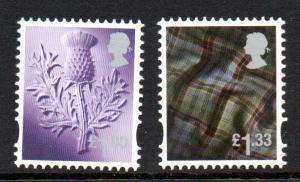 Great Britain Scotland Sc 44-5 2015 £1 thistle  £1.33 tartan stamp set mint NH