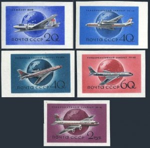 Russia 2147-2151 imperf, MNH. Soviet Civil Aviation, 1958.