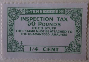 US State Revenue Tennessee Feed Tax 50 LBS Lt Green MNH