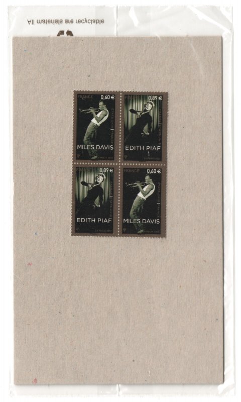 FRANCE Sealed MNH Block Sc 4256-4257 Edith Piaf, Miles Davis Joint Issue Stamps