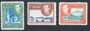 SAINT VINCENT Sc# 141-143  KING GEORGE  Set of 3  1938 MH