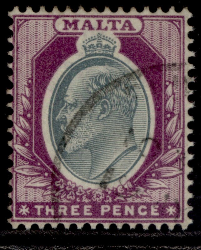 MALTA EDVII SG42, 3d grey & purple, FINE USED. 