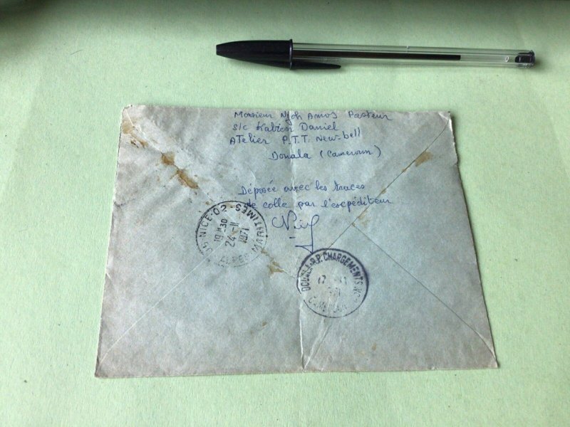 Doula New Bell to Nice France registered stamps cover Ref 21423