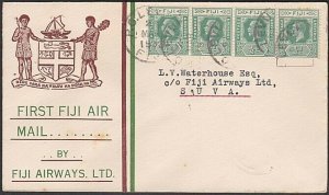 FIJI 1933 first flight cover - Lautoka. to Suva.............................V350