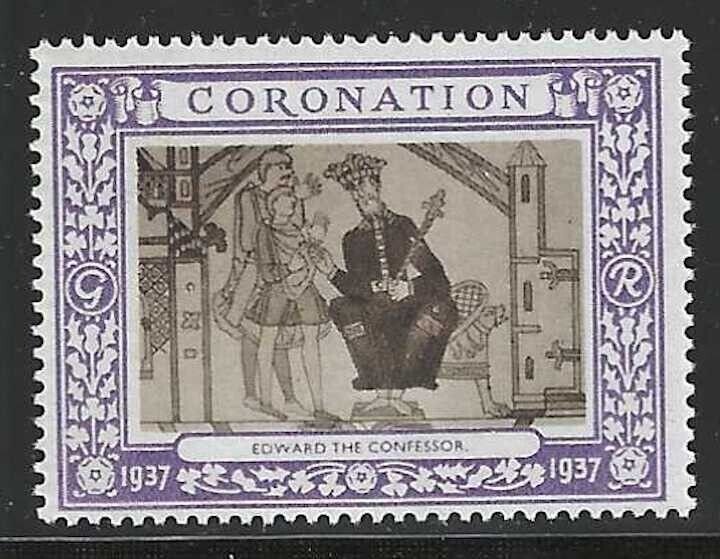 Edward the Confessor, King George VI , 1937 Coronation, Poster Stamp, N.H.