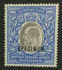 MOMEN: BCA CENTRAL AFRICA SG #67s 1903-04 SPECIMEN MINT OG H #191501-551