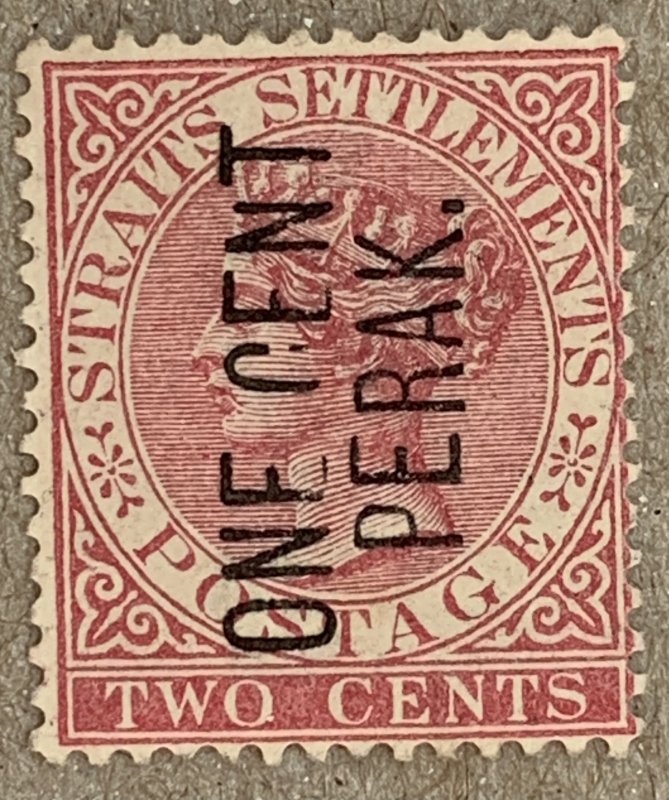 Perak scarce 1886 1c with stop. No gum. Scott 14, CV $75.00. SG 26