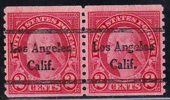 Precancel - Los Angeles, CA PSS 599-44 Coil Pair - No Gum