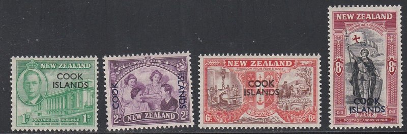 Cook Islands # 127-130, Peace Issue, New Zealand Stamps Overprinted  Hinged