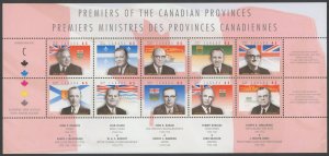 Canada - 1709 - Provincial Premiers of Canada - Souv Sheet - Cat $11.00