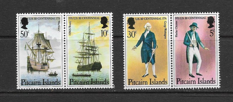 PITCAIRN ISLANDS - 1976 AMERICAN BICENTENNIAL - SCOTT 158a TO 159a - MNH 