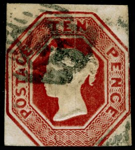 SG57, 10d brown, CUT SQUARE, USED. Cat £1500.