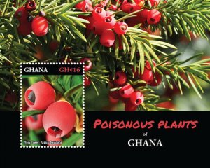 GHANA  2016 - POISONOUS PLANTS OF GHANA - STAMP SOUVENIR SHEET - Scott #2913 MNH