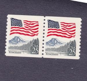 Pair 25c Flag Over Yosemite US 2280 Gray Trees Rare Variety