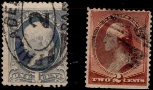 US #206, #210 USED FINE CV $1.75