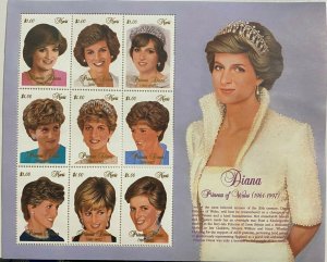 Nevis 1997 - Princess Diana  - Sheet of Nine - MNH