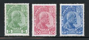 LIECHTENSTEIN - Scott #1-3, Unused, Cat. $175.00