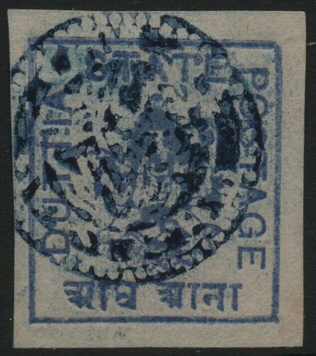 DUTTIA-1918 ½a Blue Sg 35 FINE USED V38961