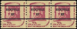 US 1615a Drum bulk rate 7.9c precanceled Hicksville NY coil strip 3 MNH 1976