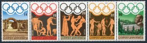 Greece 1495-1499a strip, MNH. Michel 1557-1561. Olympics Los Angeles-1984.