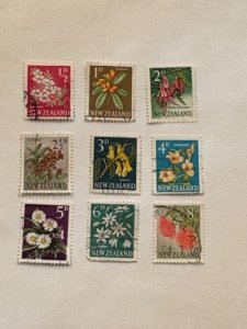 New Zealand – 1960-66 – Partial Set (9 of 10) “Flower” Stamps–SC# 333-341 – Used