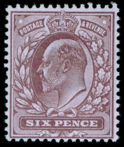 GB EDVII SG297 SPEC M33A(4), 6d pale dull purple, NH MINT. Cat £60. HENDON CERT