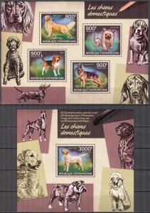 Central African Republic 2014 Dogs (2) Sheet + S/S MNH