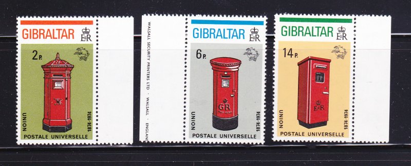 Gibraltar 307-309 Set MNH UPU, Pillar Boxes (A)
